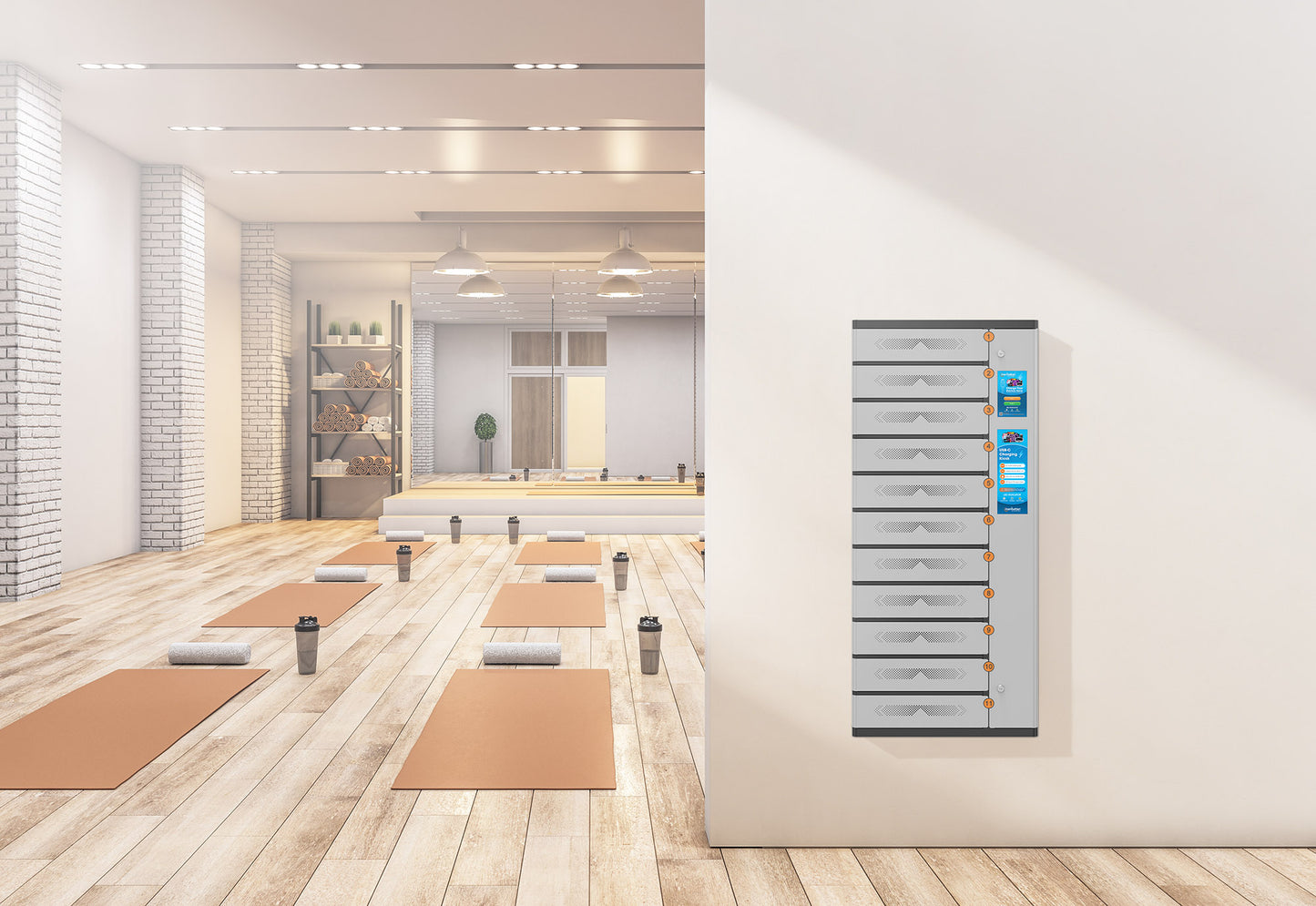 Armadio di Ricarica USB-C 11 Scomparti con Chiusura a PIN e Touchscreen 500W Grigio