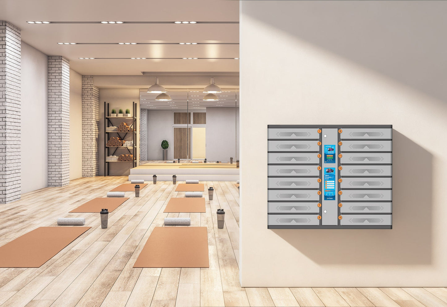 Armadio di Ricarica USB-C 16 Scomparti con Chiusura a PIN e Touchscreen 850W Grigio