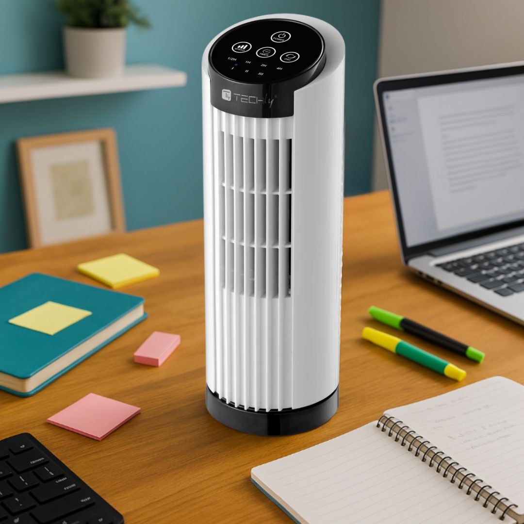 Mini Ventilatore a Torre 13'' 3 Velocità con Interruttore Touch Oscillazione 70° e Timer