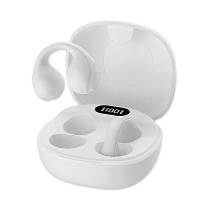 Cuffie Auricolari Wireless Aperte OWS con Custodia Smart Touch Screen LCD Bianco