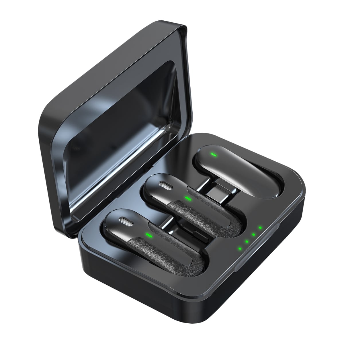 Set 2 Mini Microfoni Lavalier Wireless con Ricevitore USB-C e Custodia di Ricarica, TX301
