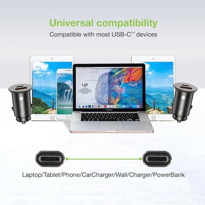 Cavo Corto Piatto USB-C Maschio a USB-C Maschio E-Mark Ricarica Rapida FPC 12.4 cm