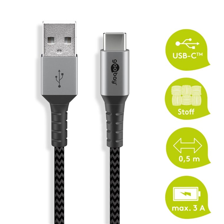 Cavo USB-C a USB A Connettori in Metallo e Rivestimento Tessuto 2,0m