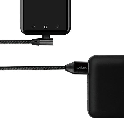 Cavo HighSpeed USB-C Maschio Angolato/USB-A Maschio Dritto 1m Nero