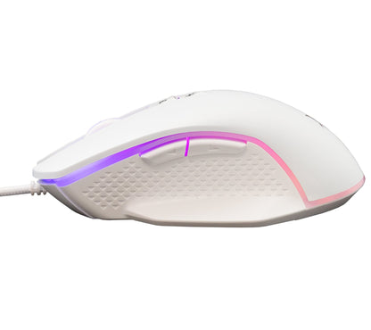 Mouse Ottico USB Gaming 6400 Dpi Retroilluminazione LED RGB Bianco, GARETH