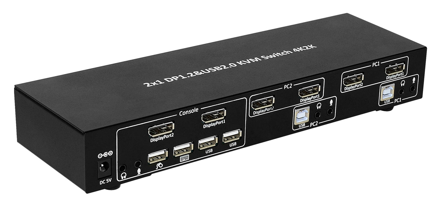 Switch KVM 2 porte DisplayPort1.2 per doppio Monitor