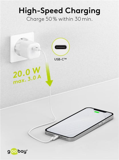 Alimentatore Caricatore Rapido USB-C PD GaN Nano 20W 3A Bianco