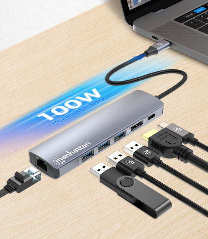 Docking Station USB-C PD 6-in-1 4K Hub Multiporta