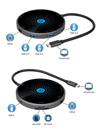 Docking Station USB-C 8-in-1 con Pad di Ricarica Wireless