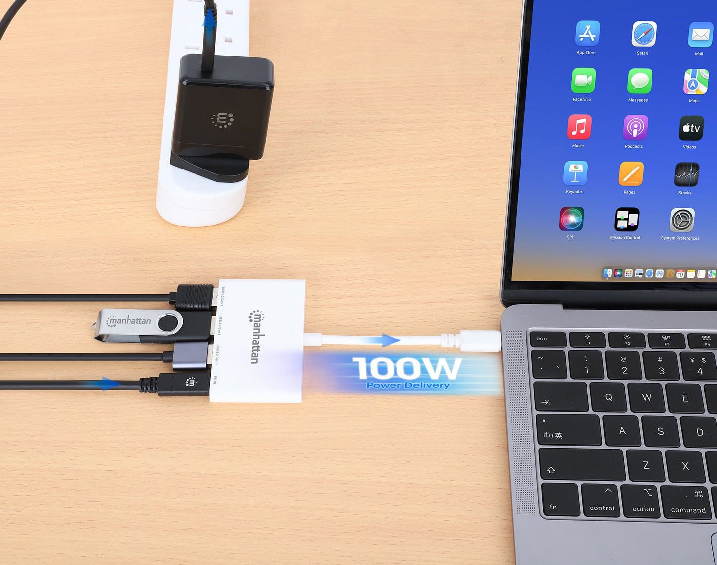 Hub USB 3.2 Gen 1 con 3 porte USB-A e 1 porta USB-C Power Delivery
