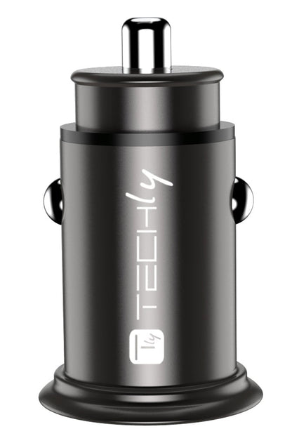 Mini Caricatore da Auto USB-A e USB-C Ricarica rapida 38W Metallo Nero