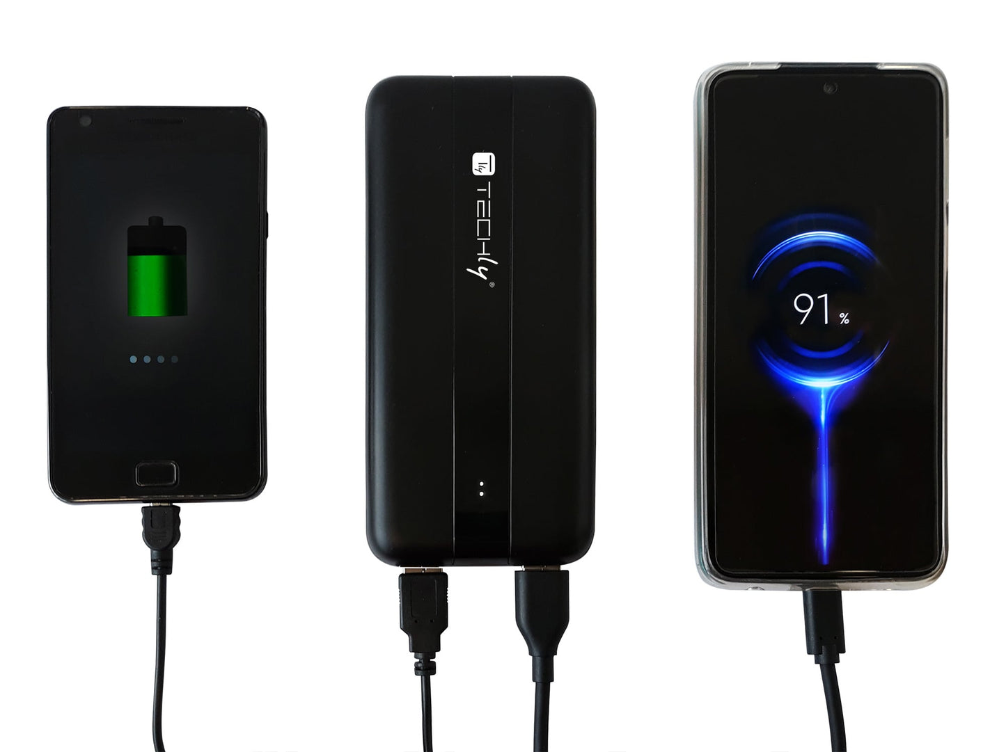 Power Bank  Smartphone 10000 mAh 20W USB-C 3 Porte Output con Cavo