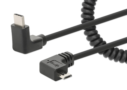 Cavo di Ricarica USB-C a Micro-USB 1m Spiralato Nero