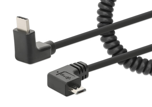 Cavo di Ricarica USB-C™ a Micro-USB 1m Spiralato Nero