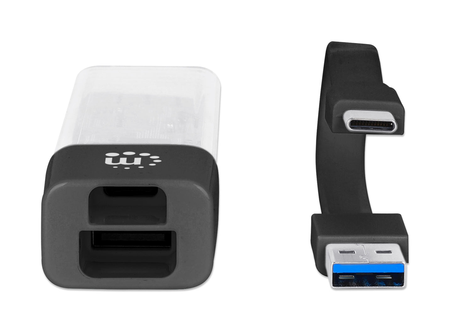 Hub Combo USB 3.2 USB-C e USB-A 4 Porte Nero Trasparente