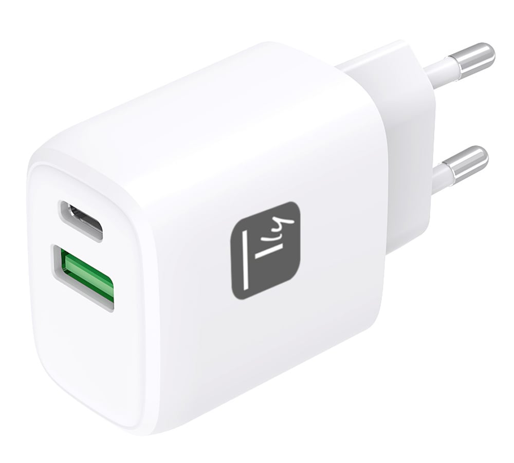 Caricatore Alimentatore GaN USB-C 20W e USB-A 18W da Muro
