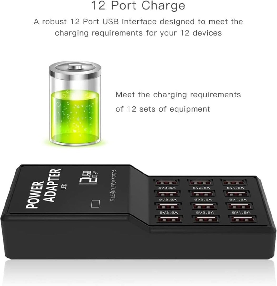Stazione di Ricarica hub USB Multi Porte 12 Porte di Ricarica Caricabatterie da Parete Intelligente Stazione di Ricarica Rapida Dispositivo USB