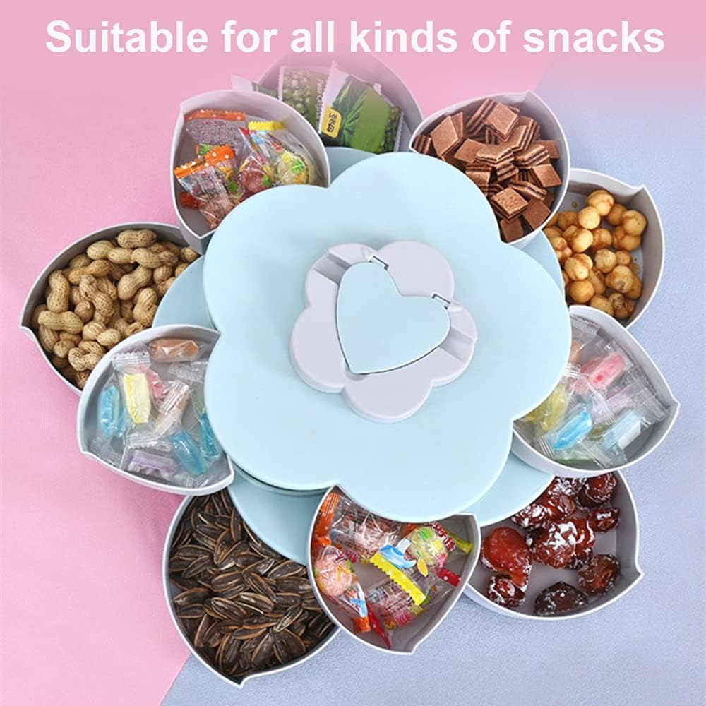 Vassoio rotante per snack vassoio per frutta a forma di fiore creativo piatto a forma di petalo con supporto per cellulare vassoio per snack