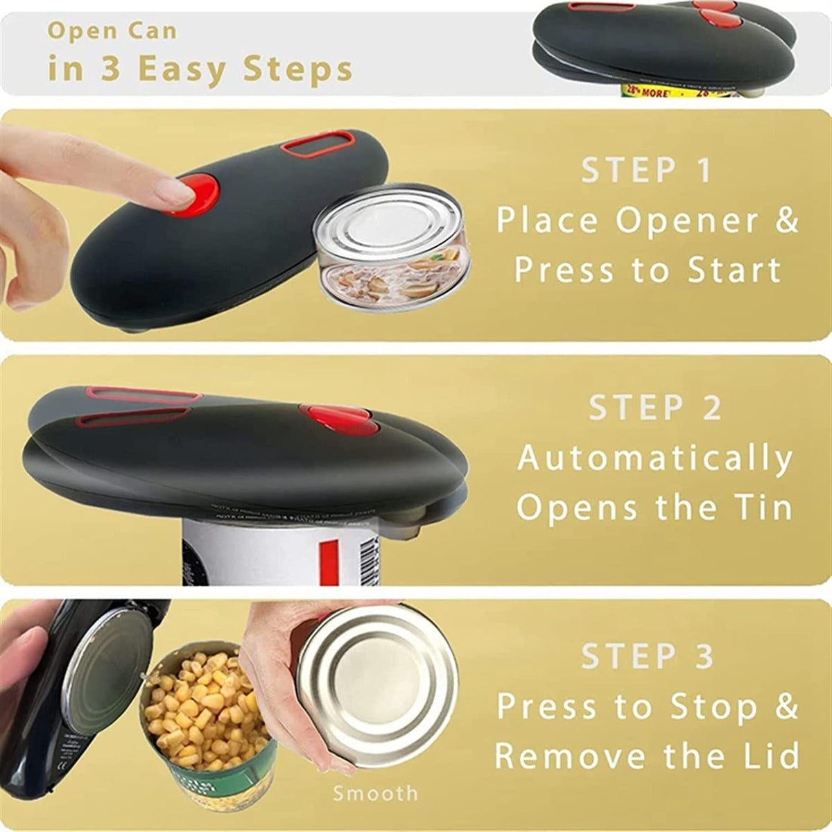 Apriscatole elettrico per cucina apriscatole a batteria portatile con bordo liscio apriscatole automatiche con un solo tocco
