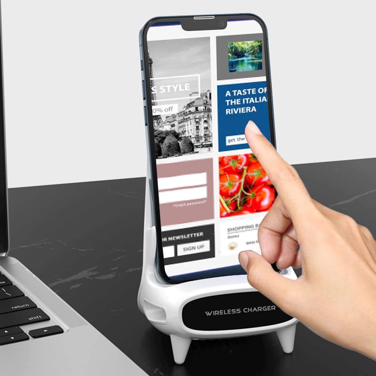 Wireless Charger  Caricatore Senza Fili Antiscivolo per Pad Caricatore Senza Fili Portatile Stazione di Ricarica Senza Fili per Tutti i Dispositivi abilitati Senza