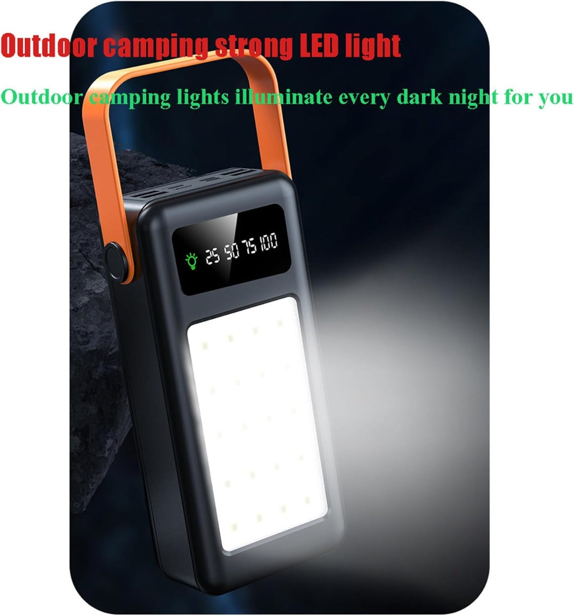 Power Bank Universale 60.000 mAh con Ricarica Veloce, 4 Porte USB, Torcia LED e Faro con 20 LED