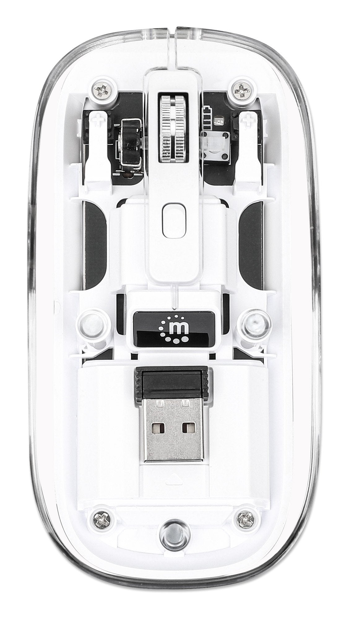 Mouse Ottico Wireless 1600 Dpi con Micro Ricevitore USB Bianco Trasparente