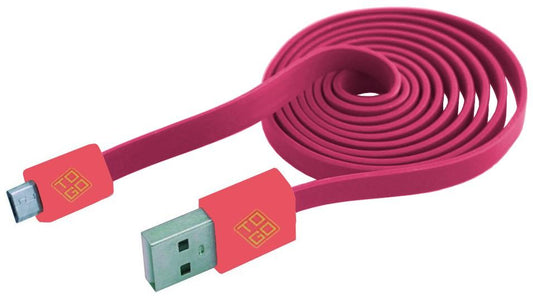 Cavo Flat USB AM a Micro USB M 1m A Rosa / Corallo
