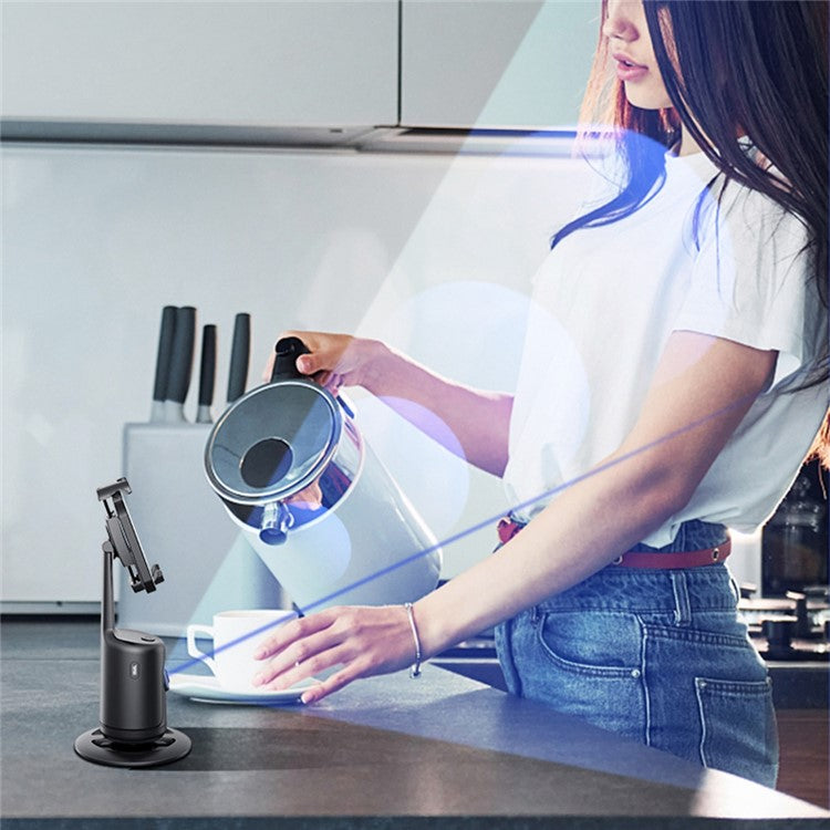 P01 Fotocamera con tracciamento automatico del volto e supporto per fotocamera con rotazione a 360 gradi, supporto per rilevamento del movimento del telefono con scatto intelligente per video in streaming vlog live