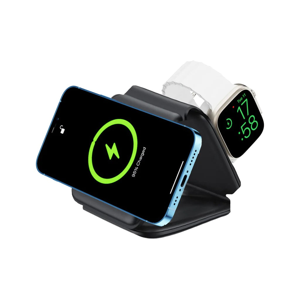Caricabatterie wireless 3 in 1 pieghevole stazione di ricarica wireless rapida docking station caricatore senza fili