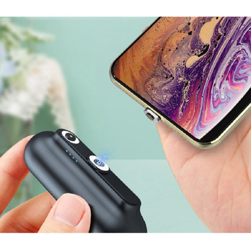 Mini power bank magnetico 3 in 1 5000mah caricabatterie portatile ultra compatta batteria esterna portatile con 3 spine compatibile con iphone samsung galaxy huawei smartphone