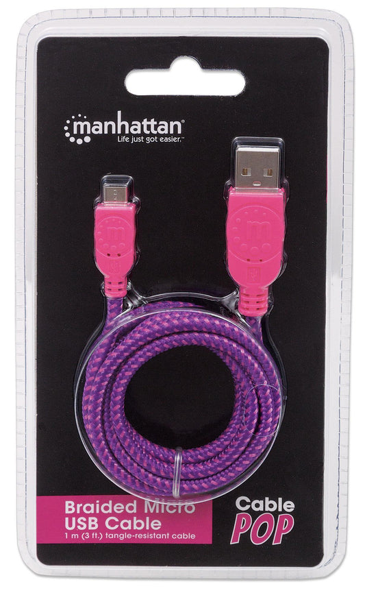 Cavo Micro USB Guaina Intrecciata USB2.0 A M/MicroB M Viola Blister