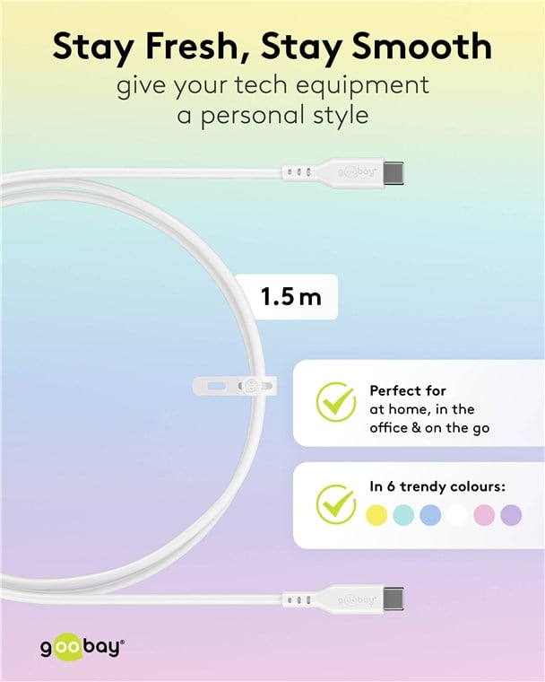 Cavo USB-C Maschio/Maschio USB 2.0 in Silicone 1,5 metri Bianco