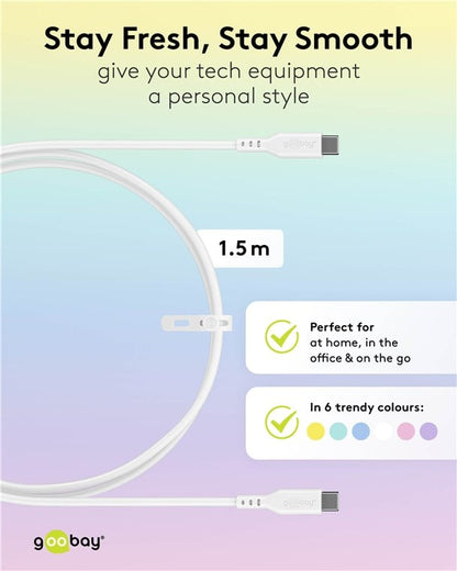 Cavo USB-C Maschio/Maschio USB 2.0 in Silicone 1,5 metri Bianco