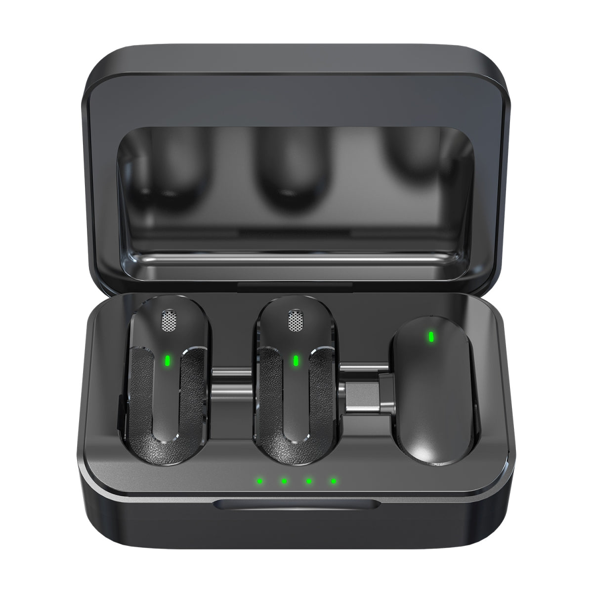 Set 2 Mini Microfoni Lavalier Wireless con Ricevitore USB-C e Custodia di Ricarica, TX301