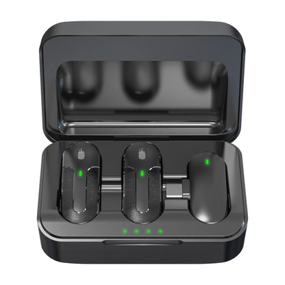 Set 2 Mini Microfoni Lavalier Wireless con Ricevitore USB-C e Custodia di Ricarica, TX301