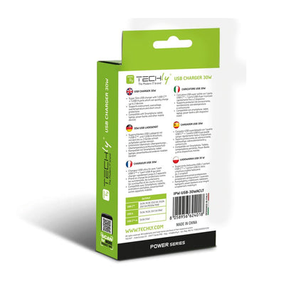 Caricatore Alimentatore USB-C 30W e USB-A QC da Muro