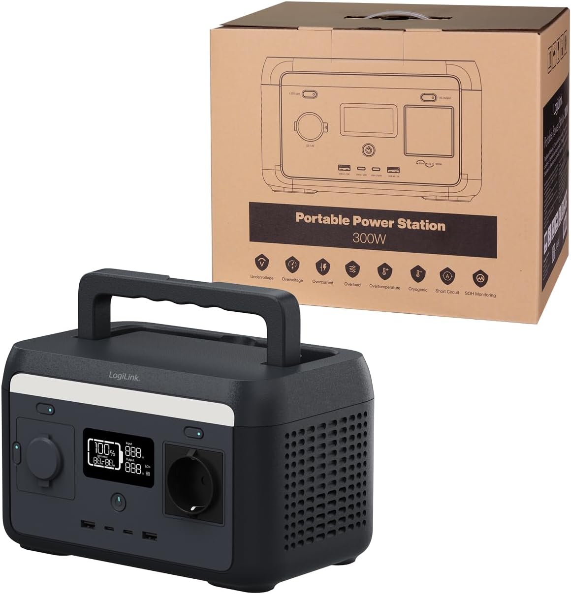 Stazione di Alimentazione Portatile 300W LiFePO4 Batteria Ricarica Solare