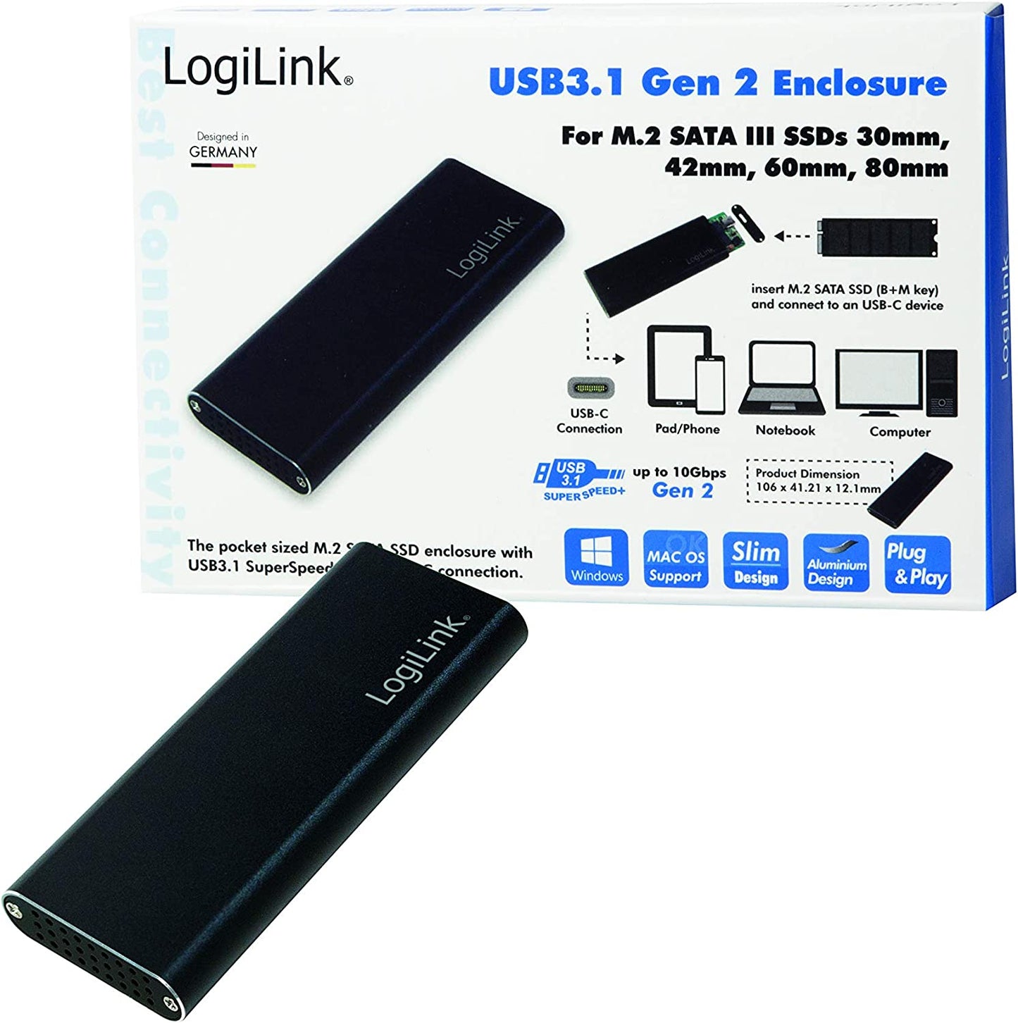 Box Esterno USB3.1 Gen 2 per SSD SATA M.2