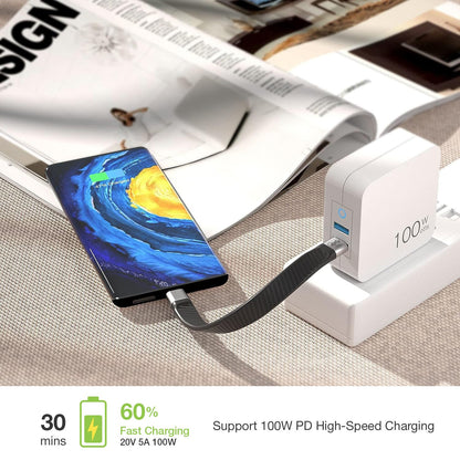 Cavo Corto Piatto USB-C Maschio a USB-C Maschio E-Mark Ricarica Rapida FPC 12.4 cm