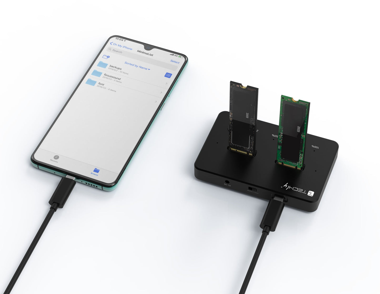 Docking Station Dual-Bay SSD M.2 NVME PCIe SATA 10 Gbps Duplicatori Clone Offline
