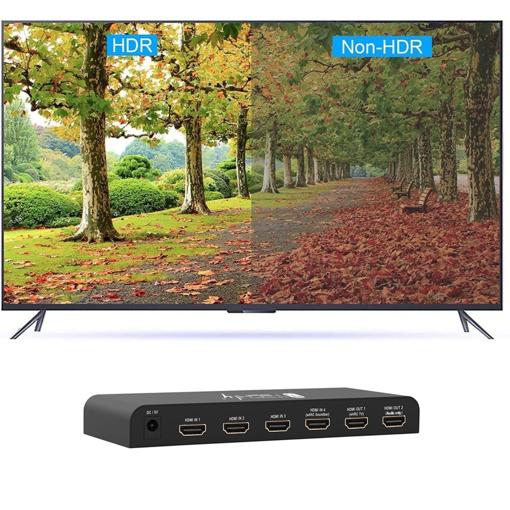 Switch HDMI 2.0 4x1 4K@60Hz con Splitter Audio eARC/ARC per Soundbar