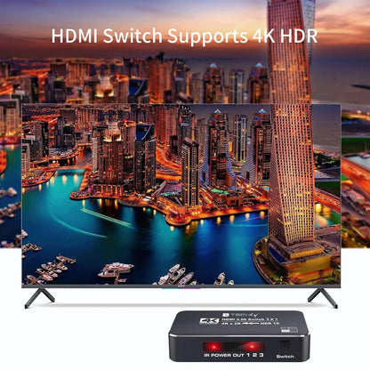 Switch HDMI 2.0b 3in 1out 4K HDR HDCP2.2 con Telecomando