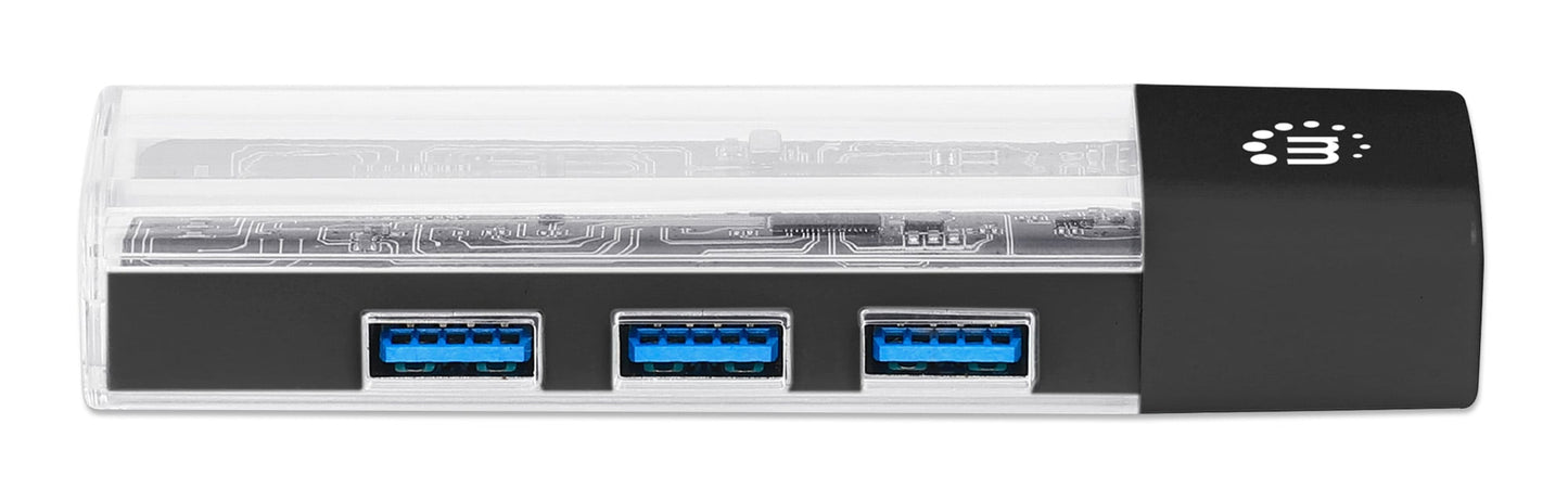 Hub Combo USB 3.2 USB-C e USB-A 4 Porte Nero Trasparente