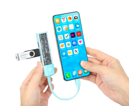 Hub Combo USB 3.2 USB-C e USB-A 4 Porte Verde Trasparente