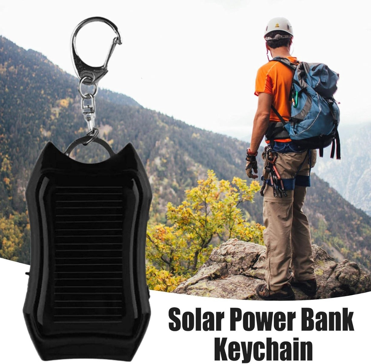 Caricabatterie Solare Portachiavi 1500 mAh con Torcia LED Integrata - Power Bank Portatile per Telefonini, Tablet e Dispositivi Elettronici