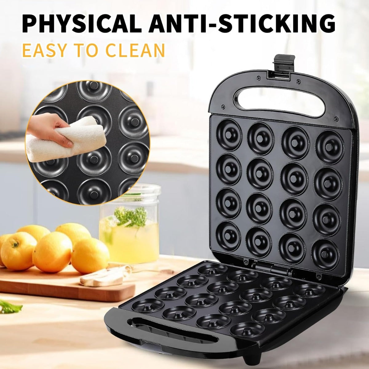 Macchina per ciambelle donut maker 16 mini ciambelle con superficie antiaderente