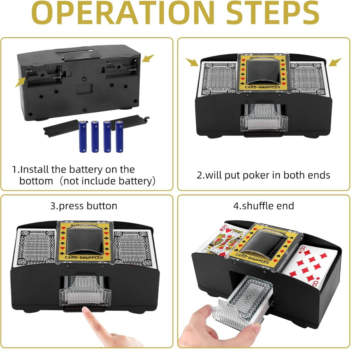 Mescolatore di Carte Automatico a Batteria per Uno/Due Mazzi