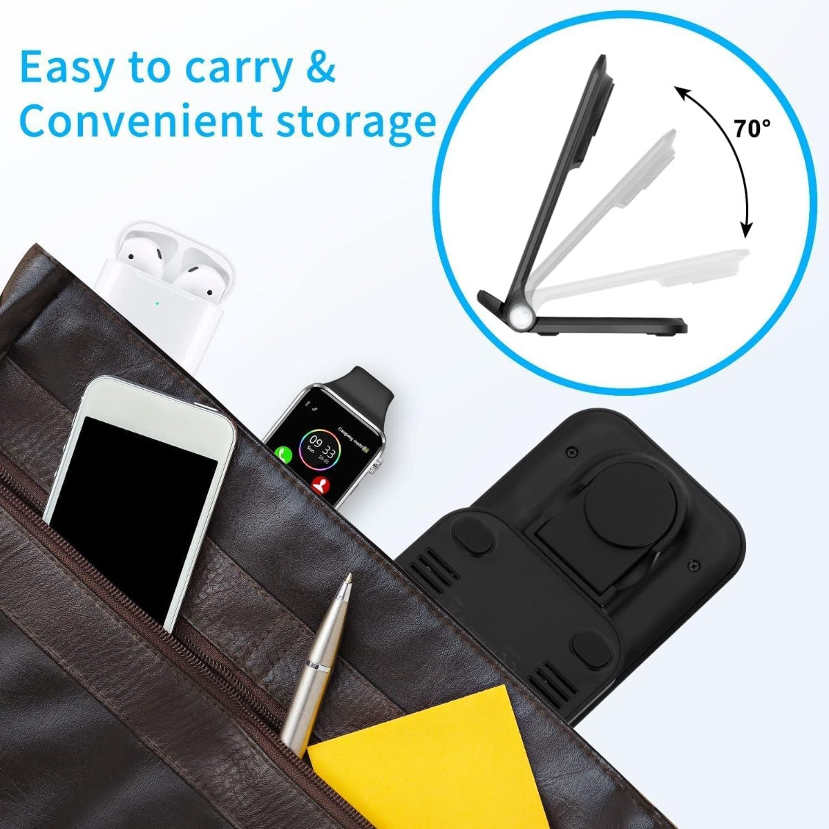 Caricatore wireless 3 in 1 pieghevole stazione di ricarica wireless rapida