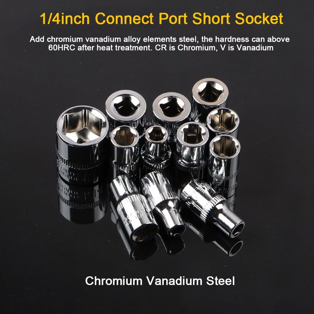 12 Pezzi Set di Chiavie 3/8" Set Cricchetto e Bussole 8mm - 19mm Inserti Esagonali 155MM Cricchetto Reversibile in Cr-V con Pulsante di Scatto Strumento di Riparazione