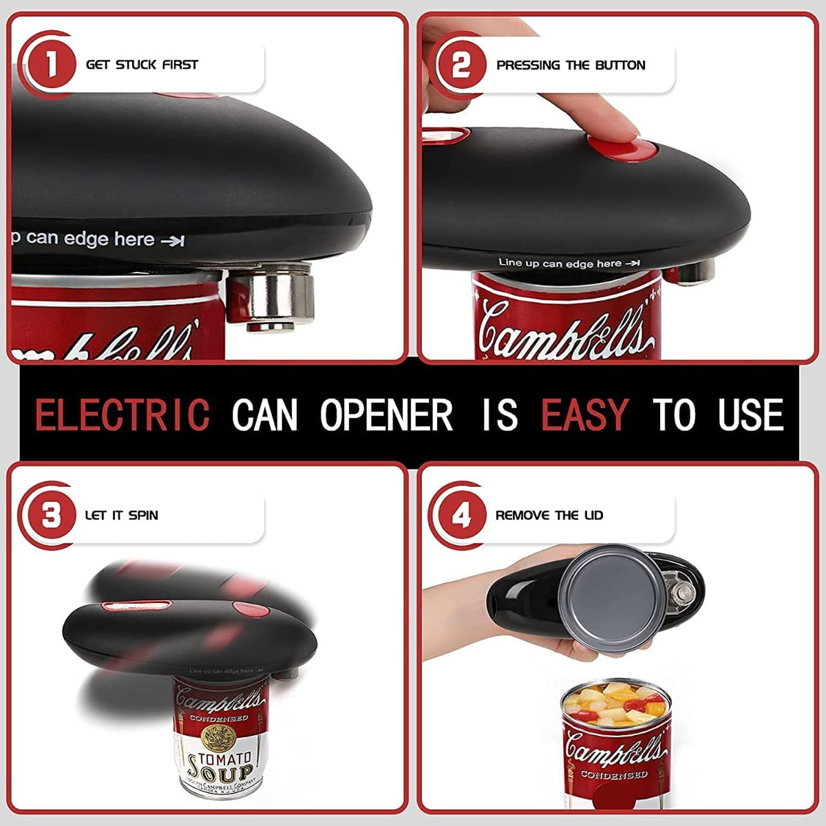 Apriscatole elettrico per cucina apriscatole a batteria portatile con bordo liscio apriscatole automatiche con un solo tocco
